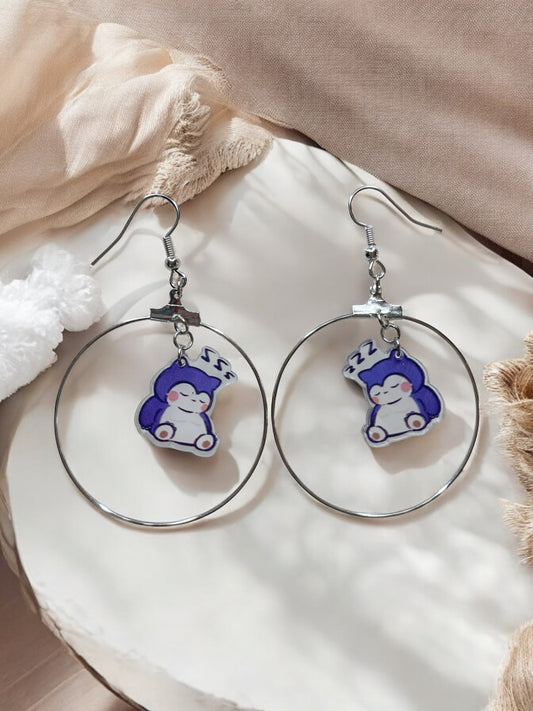 Anime Snorlax Pokemon Dangly Earrings